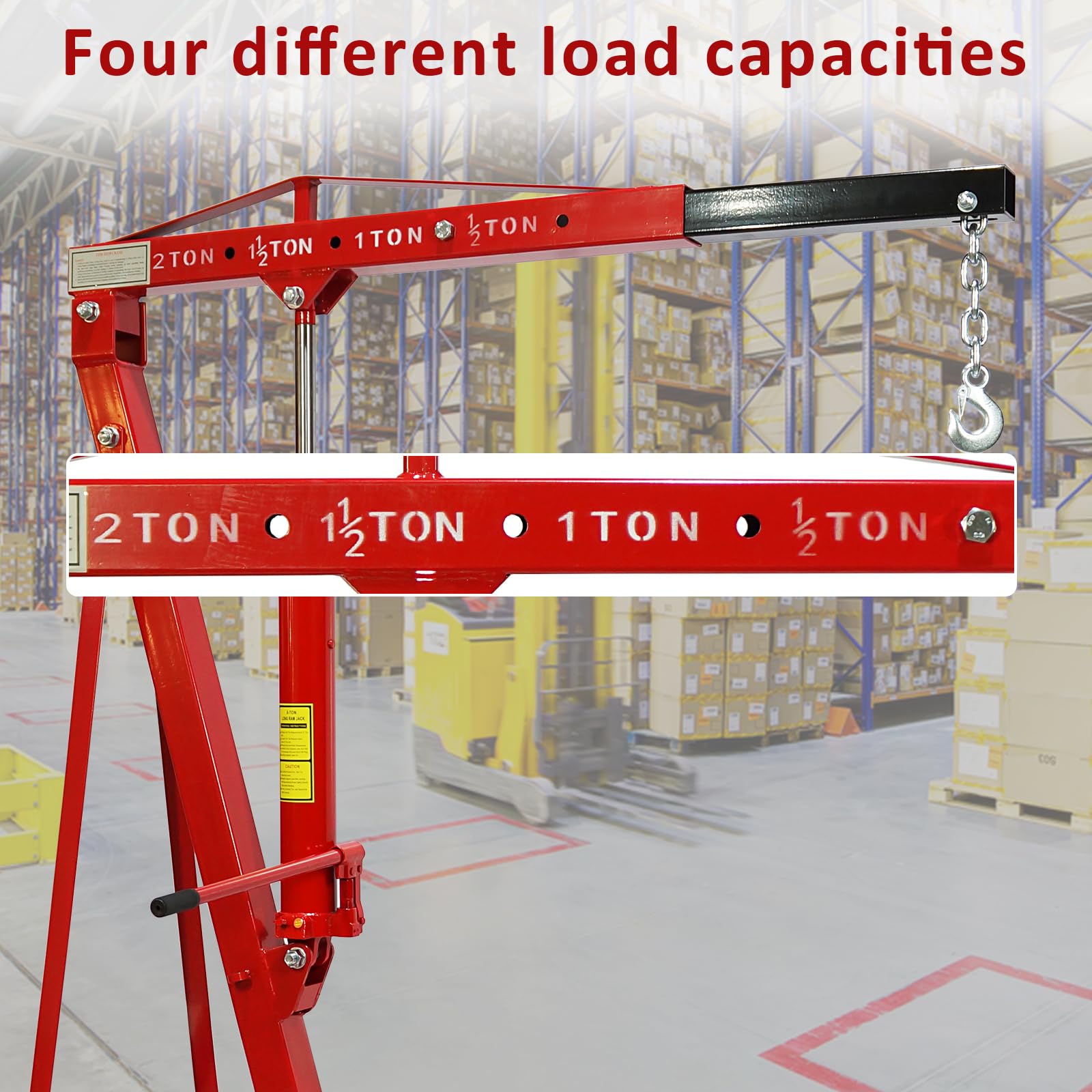 Garvee 2 Ton Folding Engine Hoist, 4400 LBS Lift for Shop Use