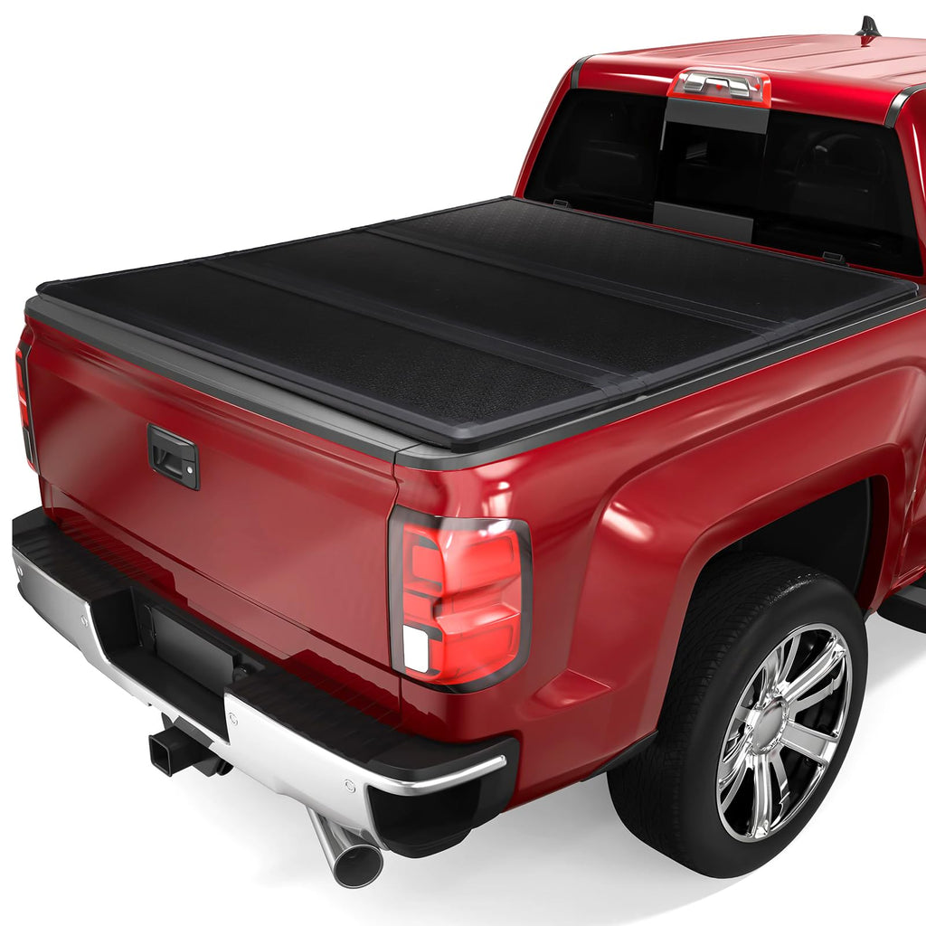 Garvee Hard Folding Truck Bed Tonneau Cover for Nissan Titan 6.7ft 2016-2023, Tri-Fold, Black, Durable & Easy Install