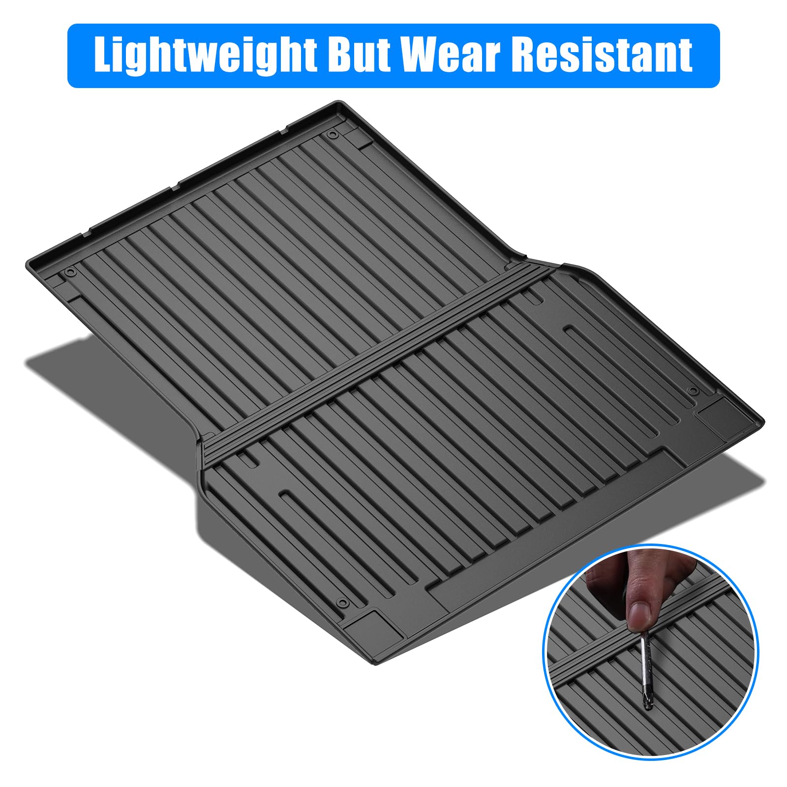 Garvee Truck Trunk Mat for Toyota Tacoma TRD Sport Double Cab 2005-2023, All-Weather Cargo Protector, Durable TPE Material, Easy Clean, Black