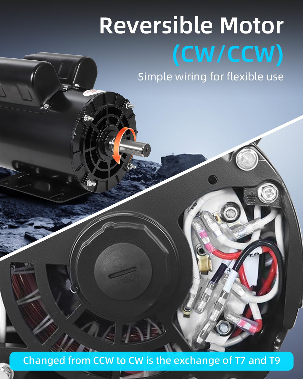 Garvee 2HP Air Compressor Motor 3450RPM High Speed Dual Rotation 56C Steel Frame 230V Single Phase for Pumps & Machinery