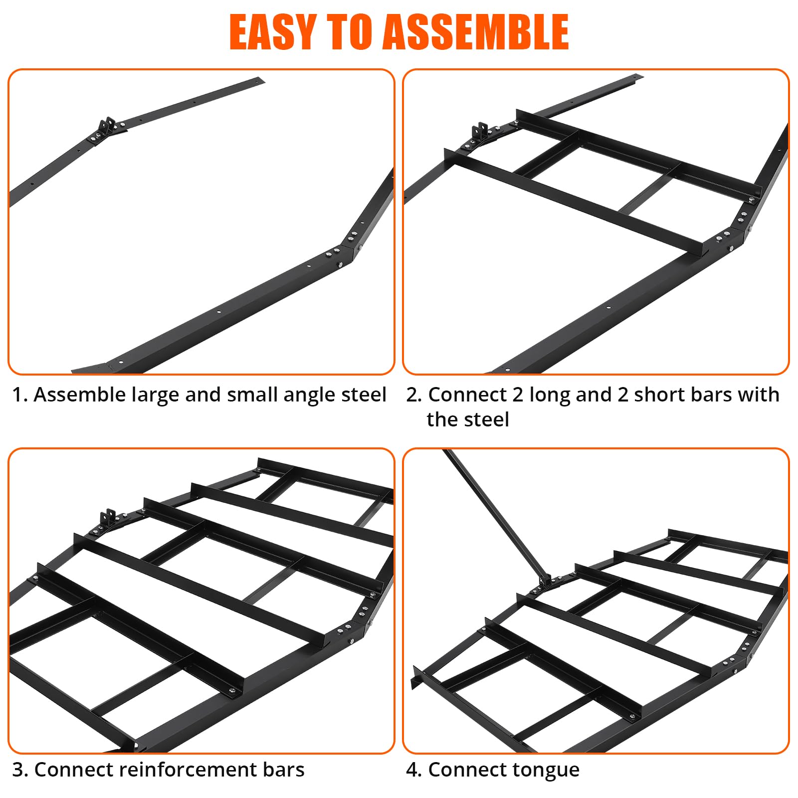 Garvee Driveway Drag 84" Width, Tow Behind Drag Harrow 35" Length, Driveway Tractor Harrow with Pin-Style Hitch, Heavy Duty Steel Driveway Grader for ATV, UTV, Garden Lawn Tractors - 84"with Connecting rod