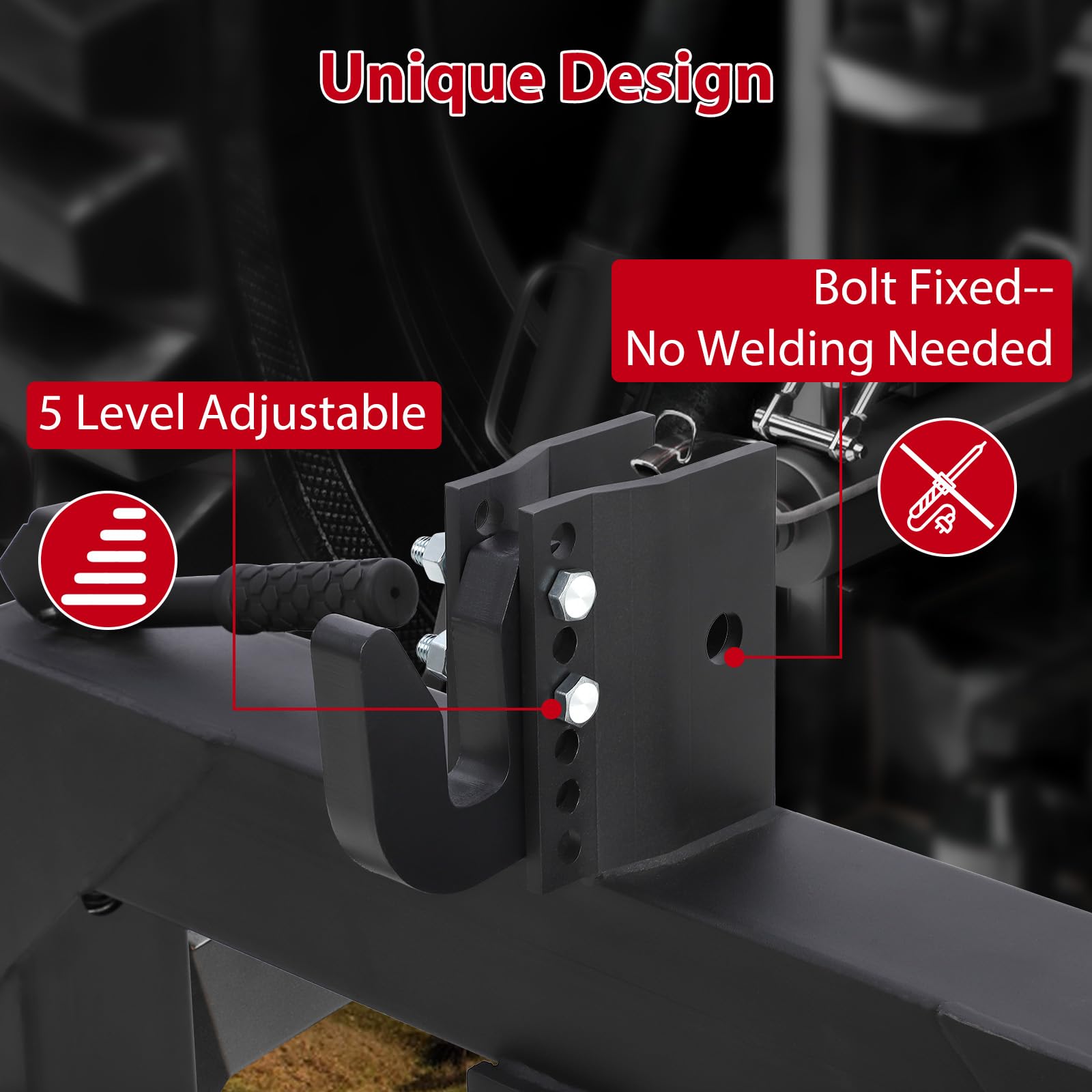 Garvee 3-Point Quick Hitch for Category 1 & 2 Tractors, 3000 lbs Capacity with 2" Receiver, 28" Lower Arm Width, Adjustable 15" to 18", Black