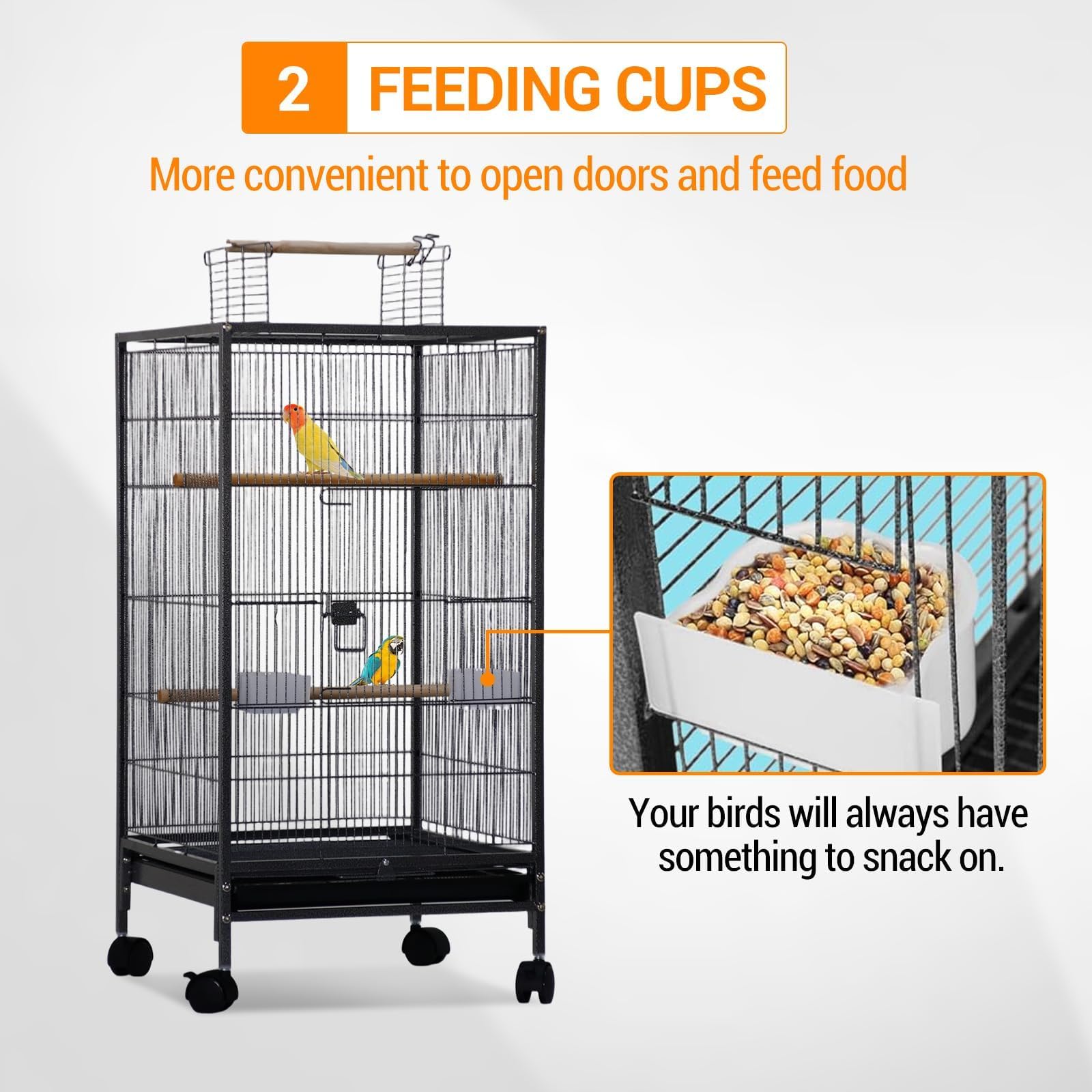 Garvee Small Bird Cage with Wheels, Parakeet Cage, Bird Carrier for Parakeets, Canaries, Lovebirds, Small Quaker, Cockatiels, Budgie, Green Cheek, 40in, Green