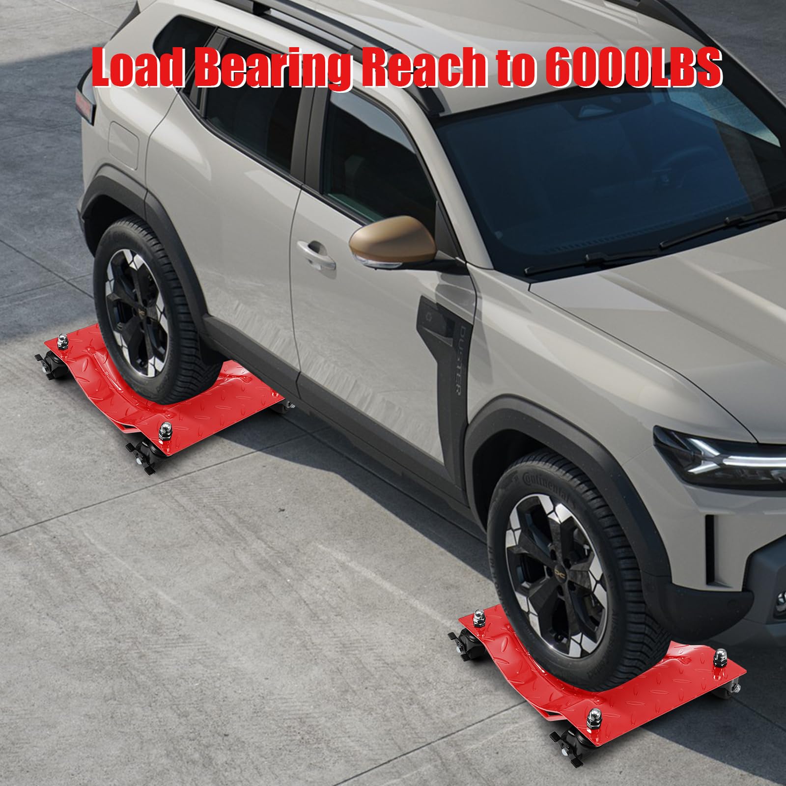 Garvee Wheel Dolly, 6000 lbs/2722 kg Car Moving Dolly, Wheel Dolly Car Tire Stake Set of 4 Piece, Heavy-duty Car Tire Dolly Cart Moving Cars, Trucks, Trailers, Motorcycles, and Boats, Red
