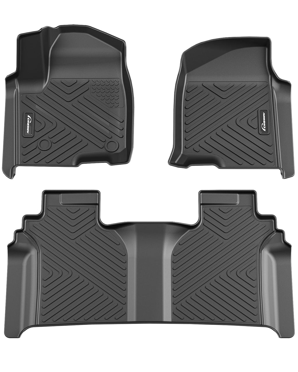 Garvee Floor Mats for 2019-2024 Chevrolet Silverado 1500/GMC Sierra 1500 & 2020-2024 Chevy Silverado/GMC Sierra 2500HD/3500HD Crew Cab, TPE All Weather Custom Fit Floor Mats Liner Tray