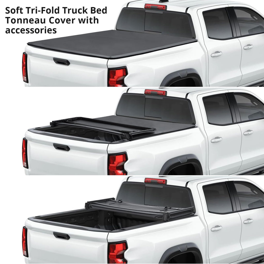 Garvee Soft Tri-Fold Truck Bed Tonneau Cover Compatible with 2009-2025 Dodge Ram 1500  5.6'/65.6"-67.4" Bed（Without Rambox）(excludes Classic Body), Black
