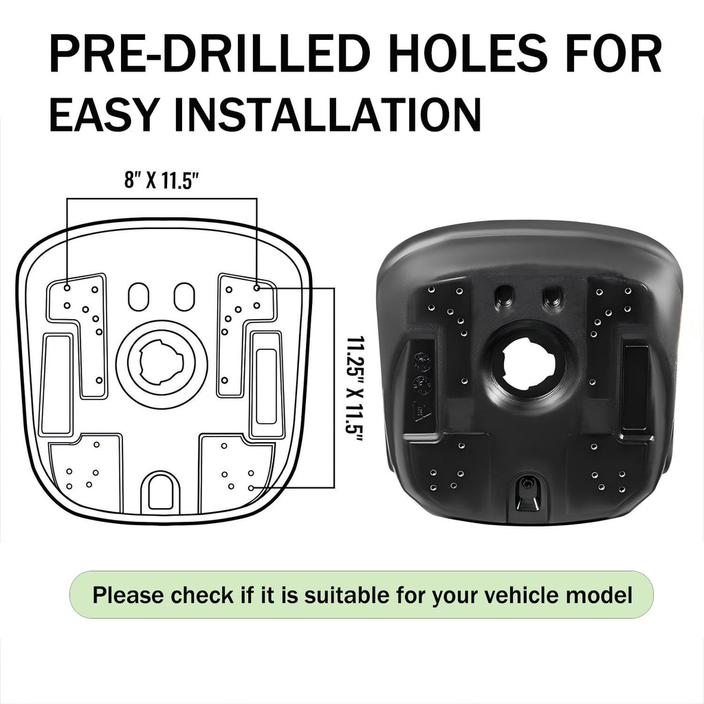 Garvee Universal Tractor Seat - Heavy-Duty Forklift Seat with High Back, Black Vinyl, and Central Drain Hole, Compatible with Forklifts and Lawn Mowers, Black