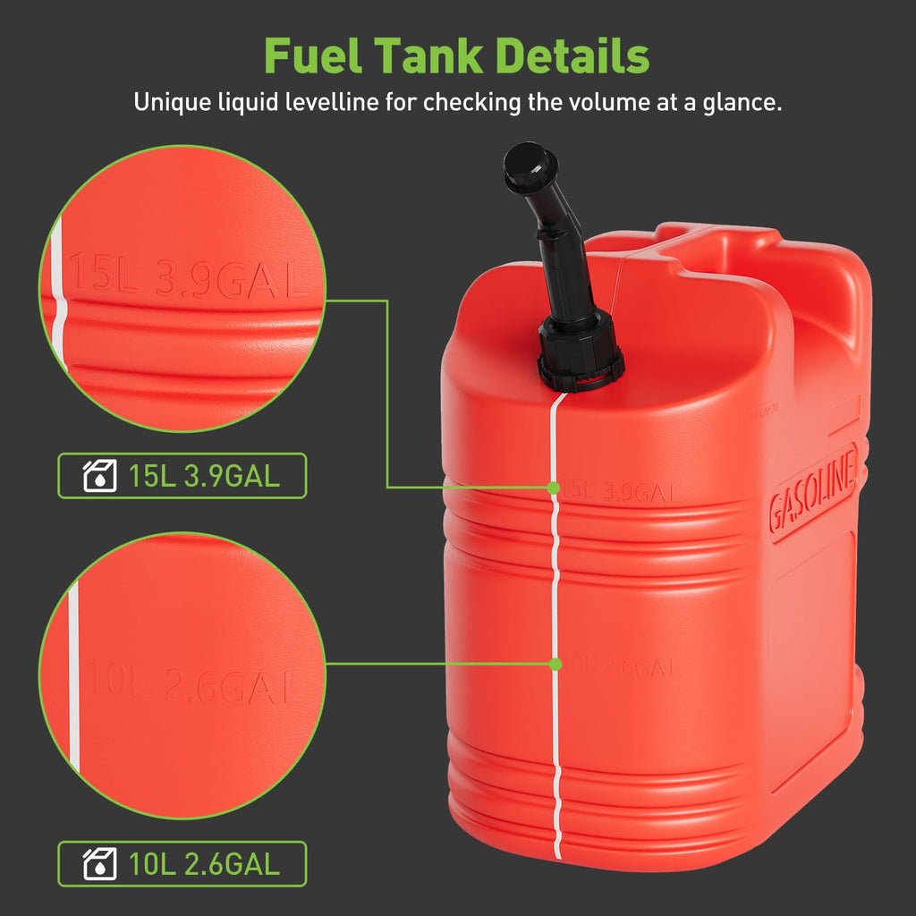 Garvee 5 Gallon Gas Can Durable Fuel Containers with View Stripe for Diesel & Gasoline Red 4 Pack