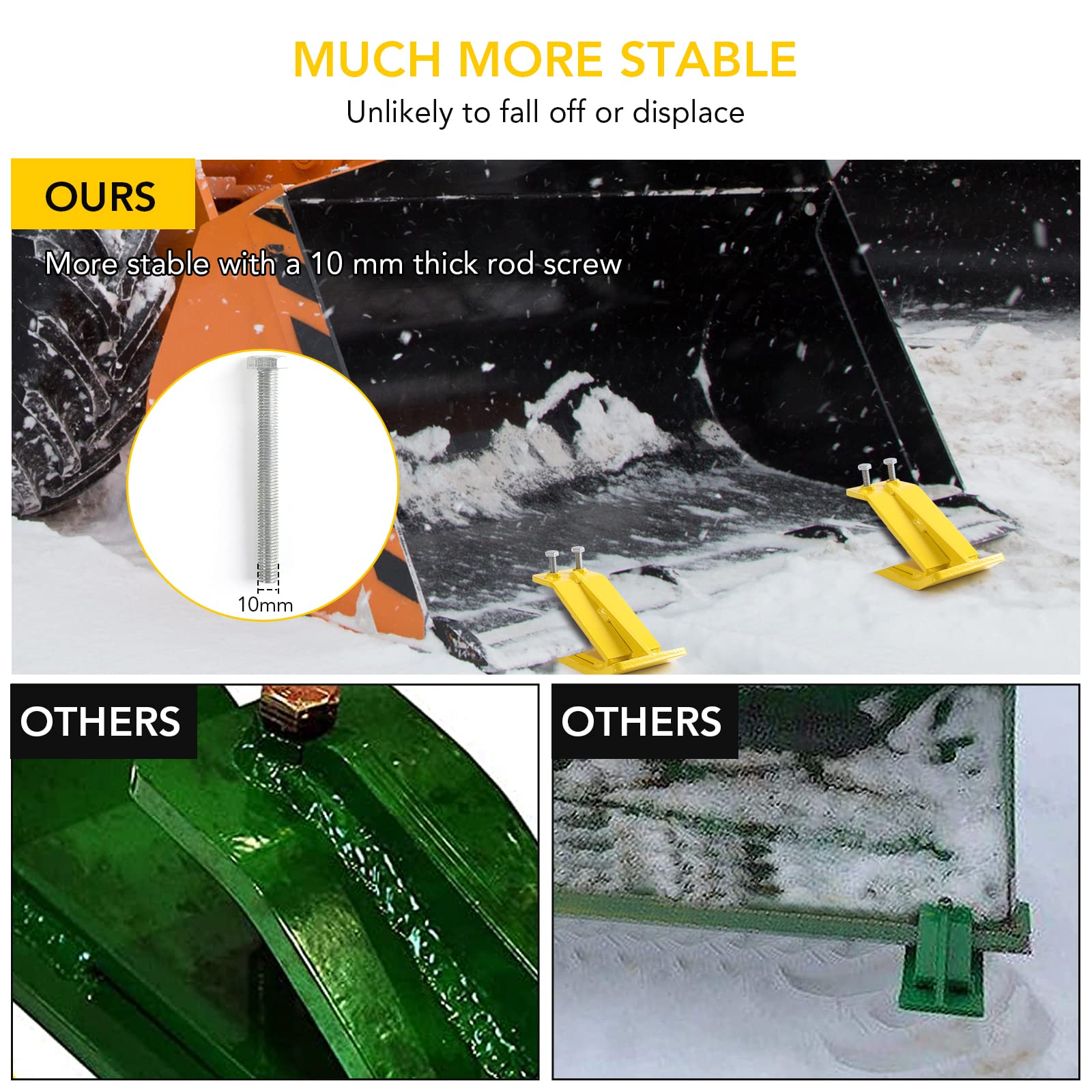 Garvee 2Pcs Yellow Tractor Bucket Ski Edge & Turf Skid Protector