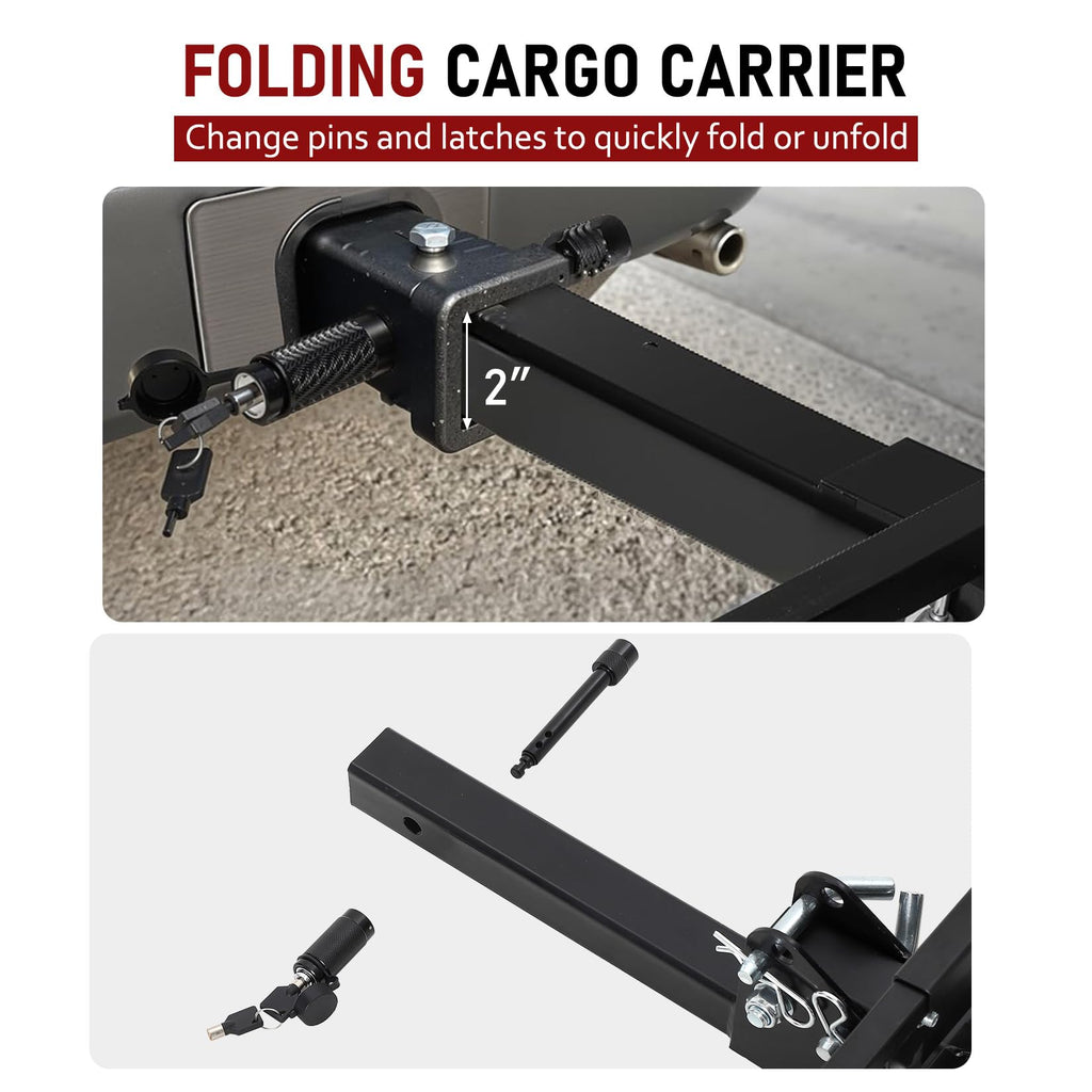 Garvee 70" x 30" Hitch Cargo Carrier, Heavy Duty Folding Cargo Basket, 500 Lbs Capacity, Carbon Steel, Black
