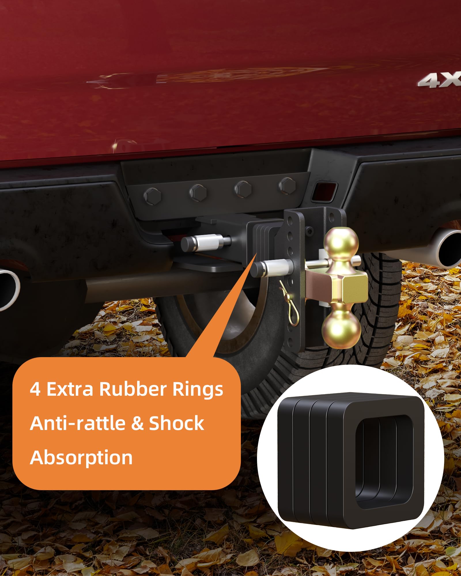 Garvee Adjustable Trailer Hitch Solid Hitch, Fits 2.5-Inch Receiver, 6-Inch Drop Hitch, Steel Tow Balls 2" & 2-5/16, 20,000 LBS GTW for Heavy Duty Truck, with 2 Locks