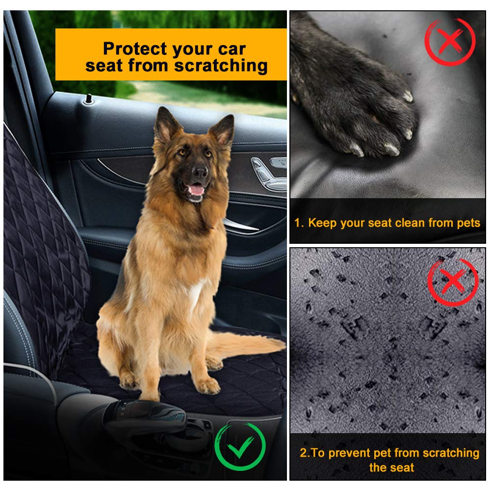 Garvee Pet Front Seat Cover Cushion for Cars Nonslip Padded Pet Seat Covers for Cars Trucks SUVs Black