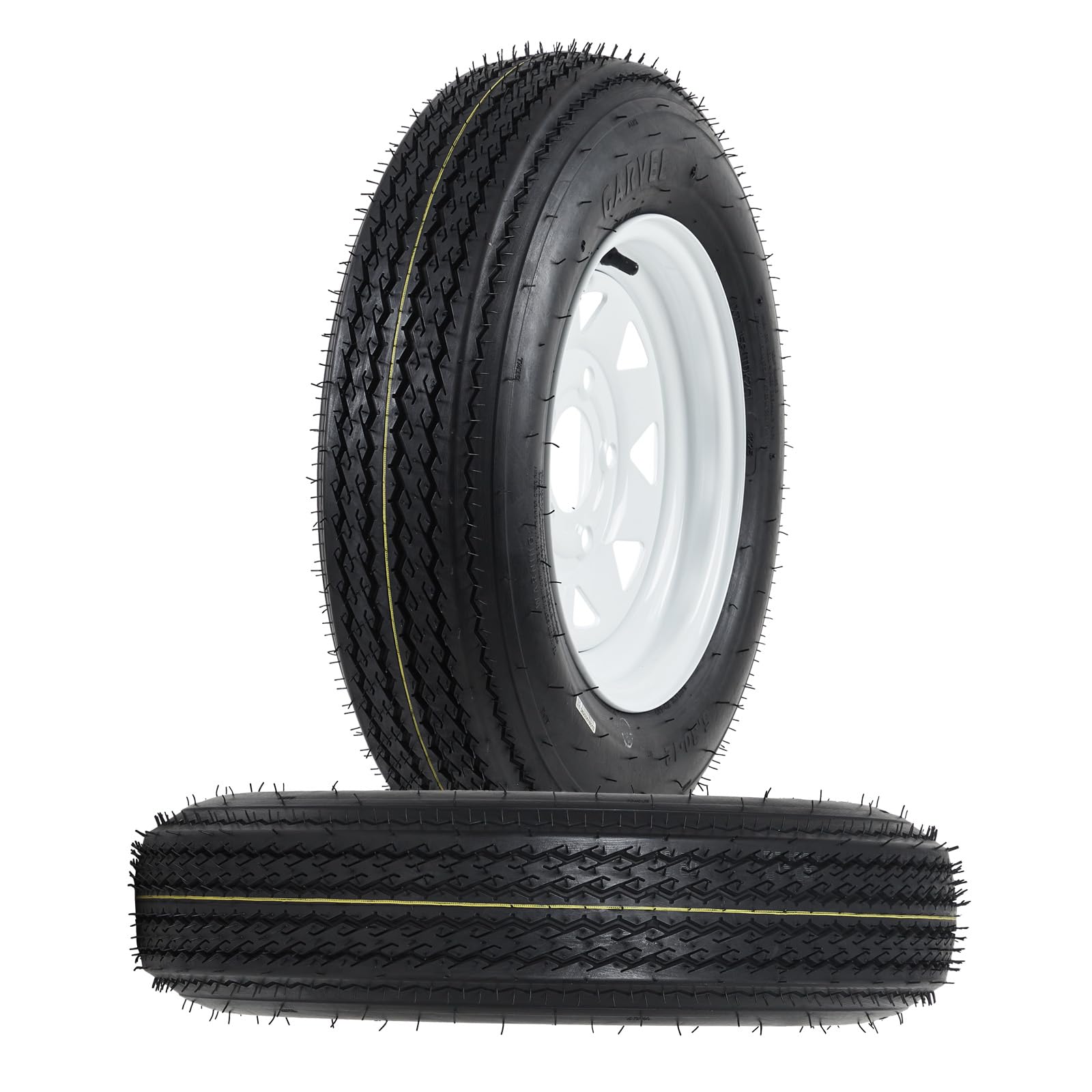 Garvee 5.30-12 Trailer Tire and Wheel Assembly, Heavy-Duty Load Range C 6PR, 12 Inch White Modular Wheel for Utility Boat Camper Trailers, Set of 2