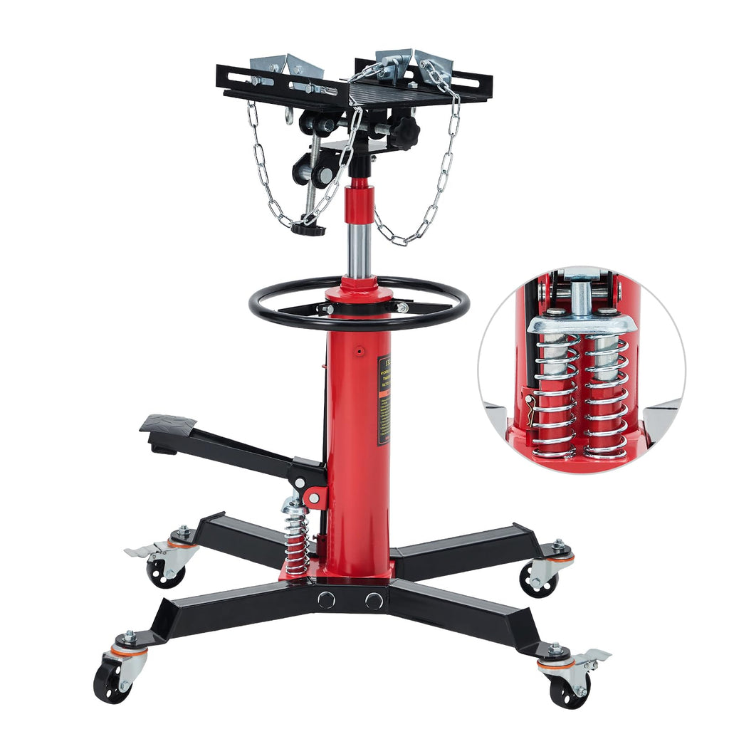 Garvee Hydraulic Transmission Jack, 1,322 LB Capacity, High Lift with Dual Plungers, 360° Rotation, 30° Tilting Saddle, for Home Garage & Auto Shop, Red