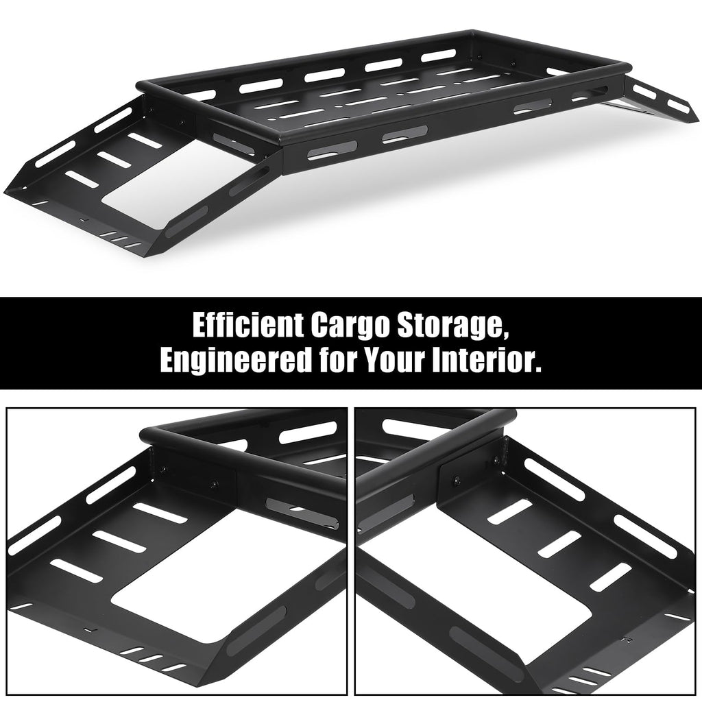 Garvee 330 LBS Heavy Duty Rear Trunk Cargo Rack Basket Compatible with 2007-2024 Wrangler JK JKU Interior Storage Luggage Carrier Rack Shelf for JL JLU Unlimited 4 Door Hardtops Steel Rust-Resistant Black