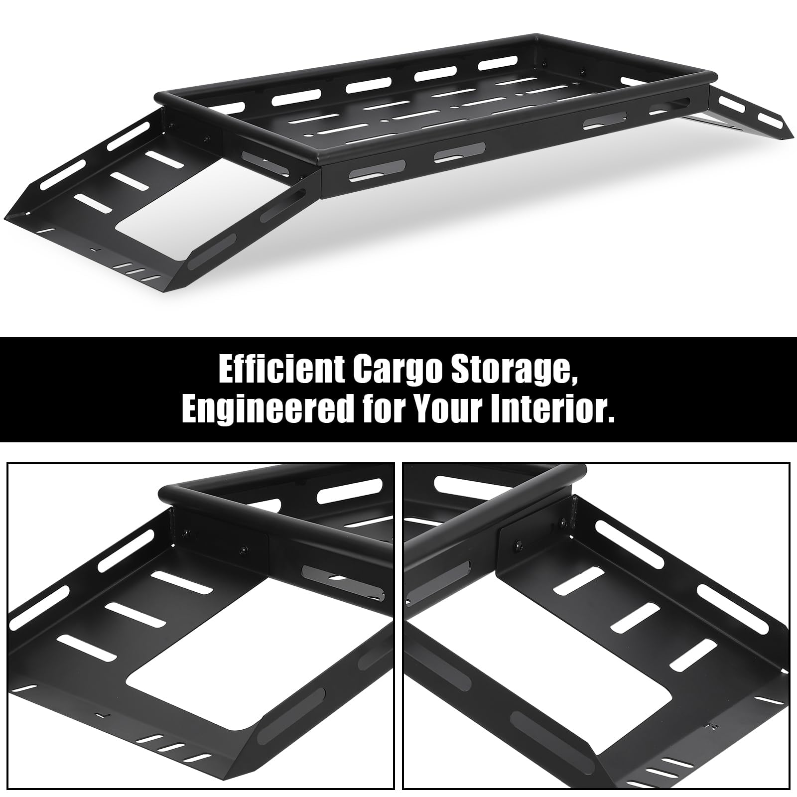 Garvee 330 LBS Heavy Duty Rear Trunk Cargo Rack Basket Compatible with 2007-2024 Wrangler JK JKU Interior Storage Luggage Carrier Rack Shelf for JL JLU Unlimited 4 Door Hardtops Steel Rust-Resistant Black