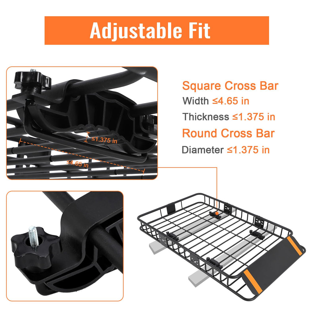 Garvee Roof Rack Cargo Basket, 64"x39"x6" Cargo Carrier with Extension for Truck or RV Camping Storage, 200lbs Capacity, Steel Construction