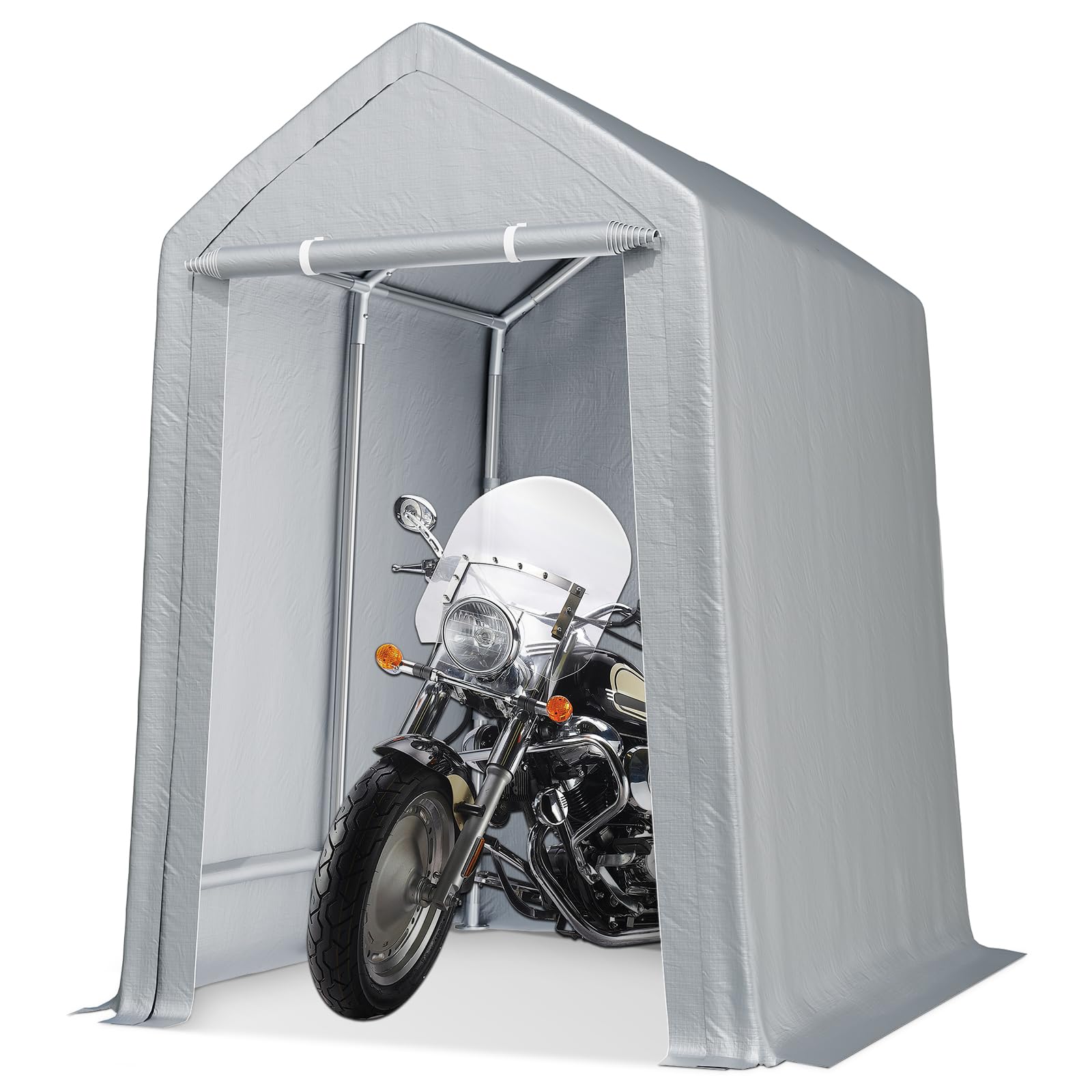 Garvee 10'x10' Heavy Duty Carport with Roll-Up Door - Waterproof Portable Garage for Cars & Boats, Grey
