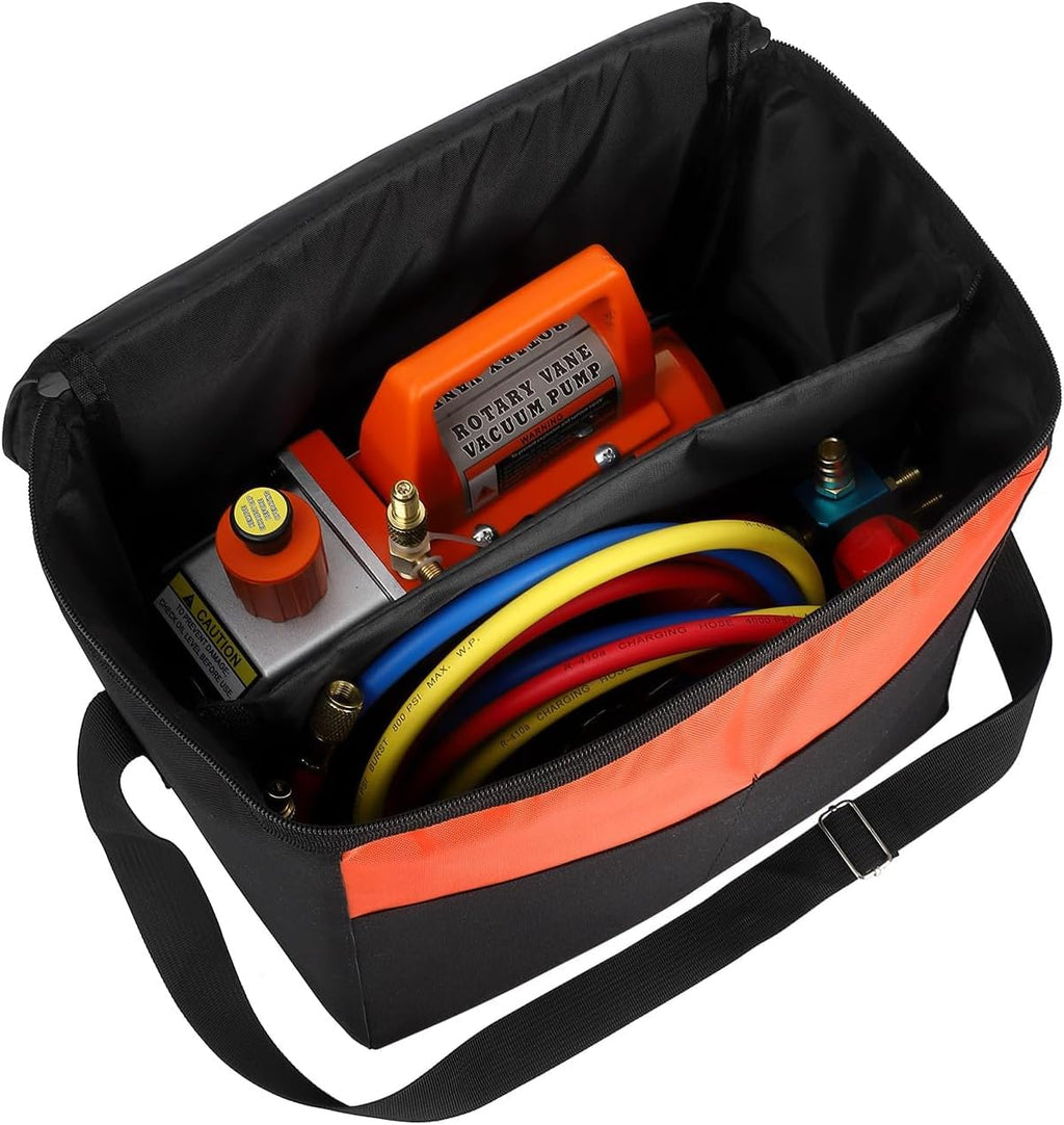 Garvee Vacuum Pump Kit Efficient Quiet Operation Aluminum Alloy Casing HVAC Gauge Reading Carry Bag