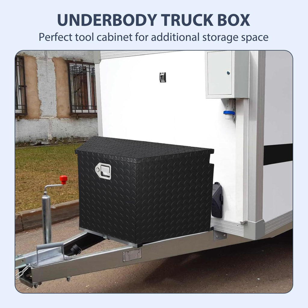 Garvee Trailer Tongue Box Aluminum Heavy Duty Waterproof Gas Strut Security Pick Up Truck Bed RV-Black