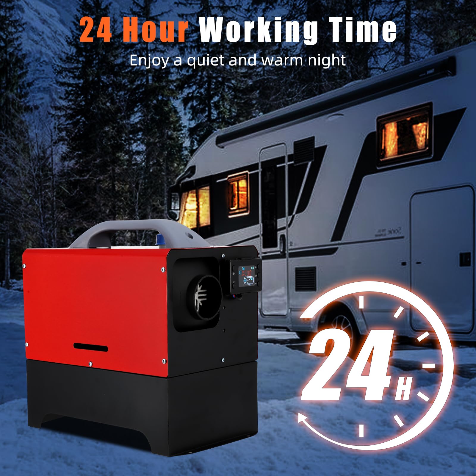 Garvee 5KW 12V Diesel Heater, All-in-One Diesel Air Heater, Portable Diesel Heater with Remote Control & LCD Monitor, Quick Heating for Car,RV,Truck, Camper,Trailer,Red