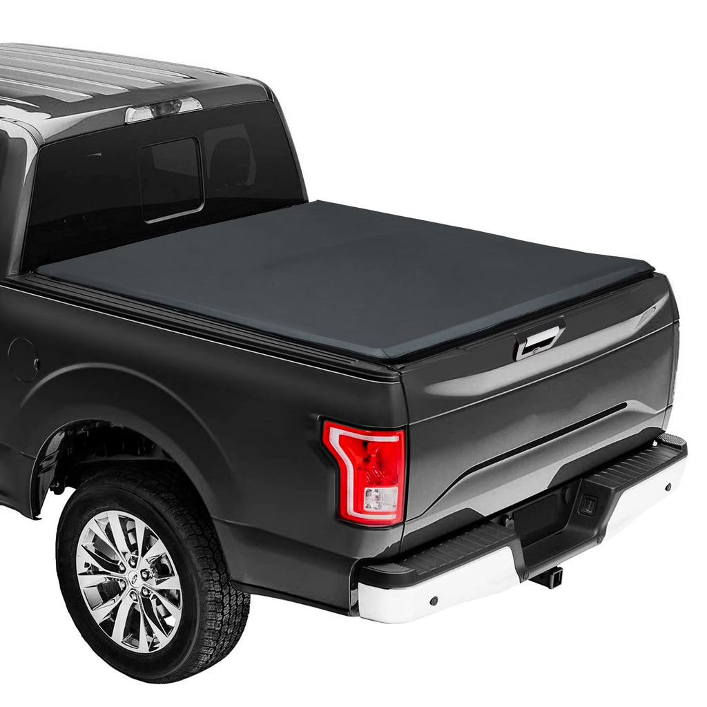 Garvee Soft Tri-Fold Truck Bed Tonneau Cover For 2017-2025 F 250/F 350/F 450 SRW Crew Cab Superduty Double Cab 6'-8” Bed Waterproof UV Resistant Black