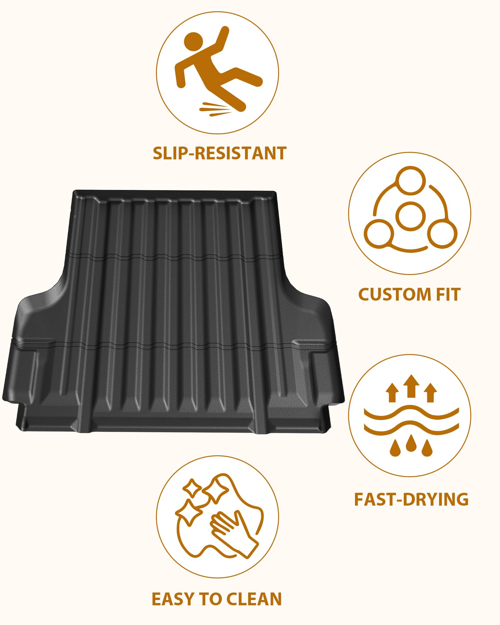 Garvee Truck Bed Mat for 2017-2024 Ford Super Duty F250 F350 F450 6.75 Feet(81.9 inches) Bed, Custom Fit All Weather TPE Pickup F-150 Bed Liner Cargo Mat