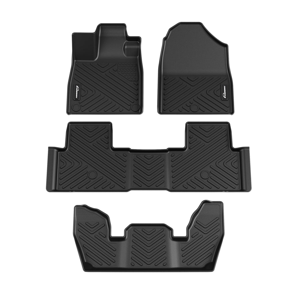 Garvee Floor Mats Fits 2023 2024 2025 Honda Pilot, Anti Skid TPE Floor Liners, All Weather, Black