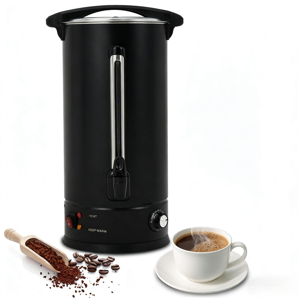 Garvee 16 L/110 Cups Coffee Urn Double Wall Stainless Steel Coffee Maker for Buffet Catering Wedding Black