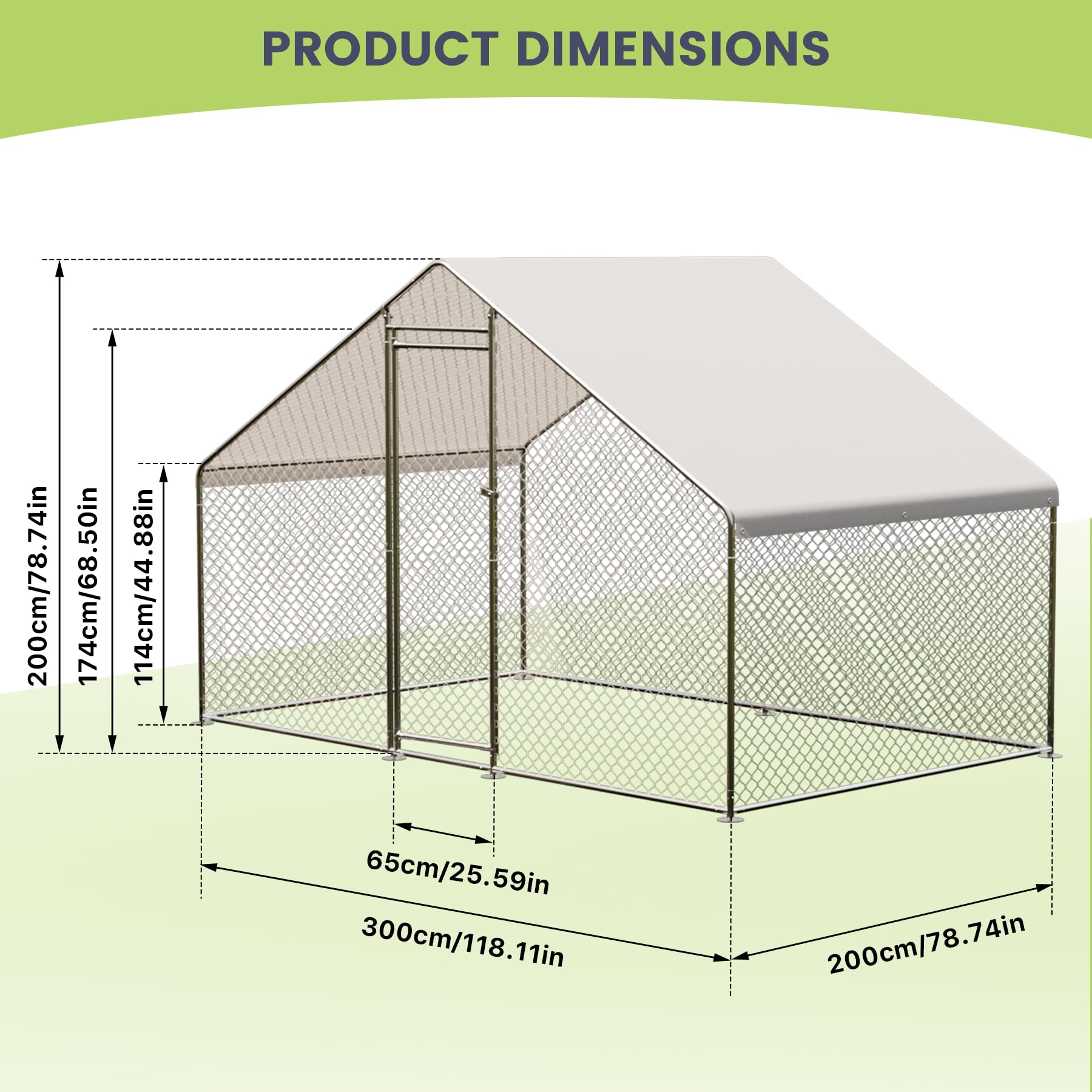 Garvee Large Metal Chicken Coop, Walk-in Poultry Cage, Large Outdoor Chicken Coop with Waterproof Cover for Outdoor Yard Farm Use (9.8x6.5x6.5FT)