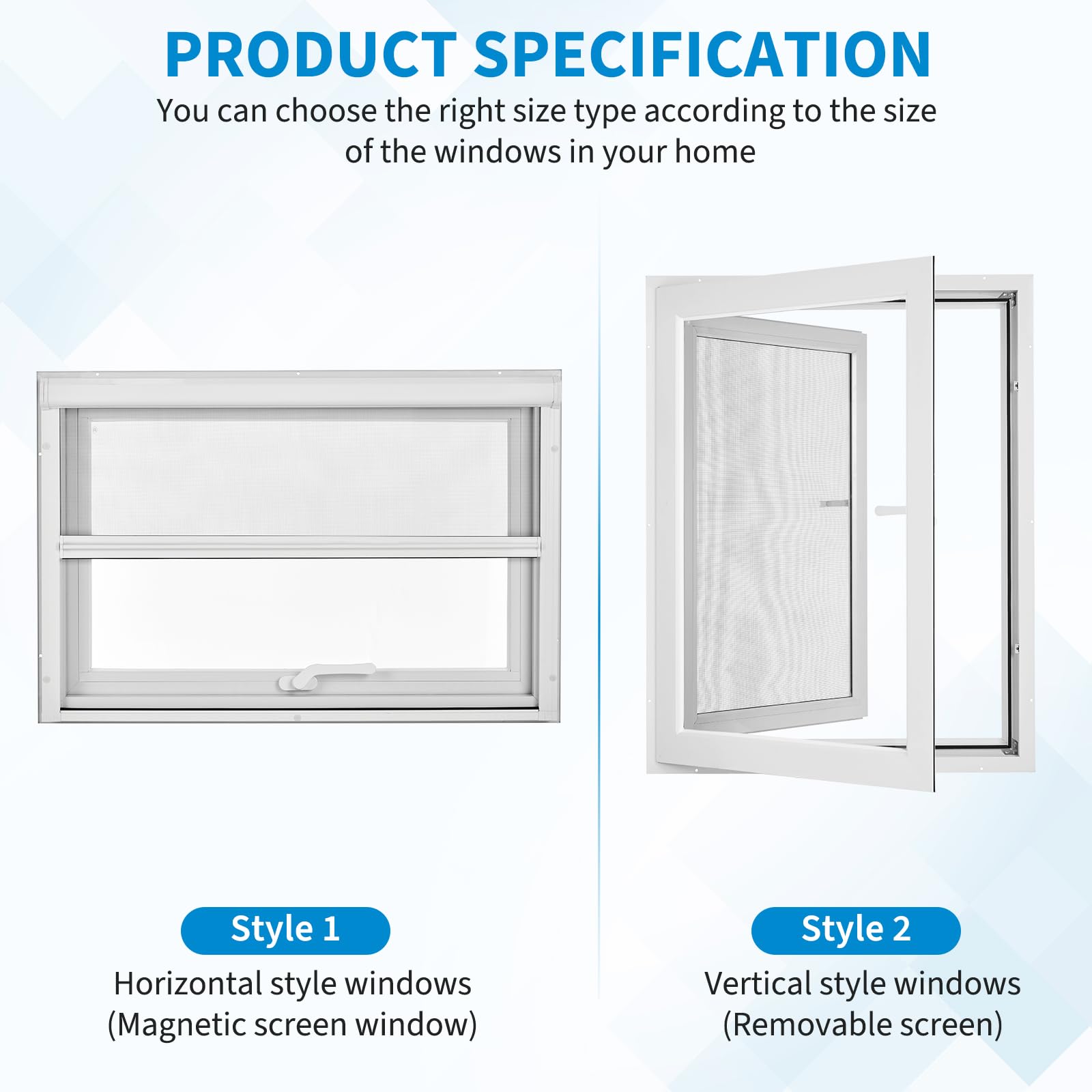 Garvee 36"x36"x3.4" House Window - 4-Gear Adjustable Sliding Window with 5mm Reinforced Glass and Magnetic Mesh for Home Use