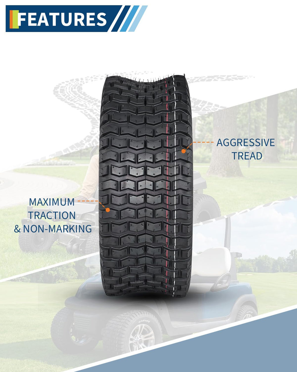 Garvee 2 Pack 20x8.00-8 Lawn Mower Tire V Pattern Tubeless for Lawn & Garden Riding Mower Tractor Golf Cart Utility Vehicles 20x8-8 Black