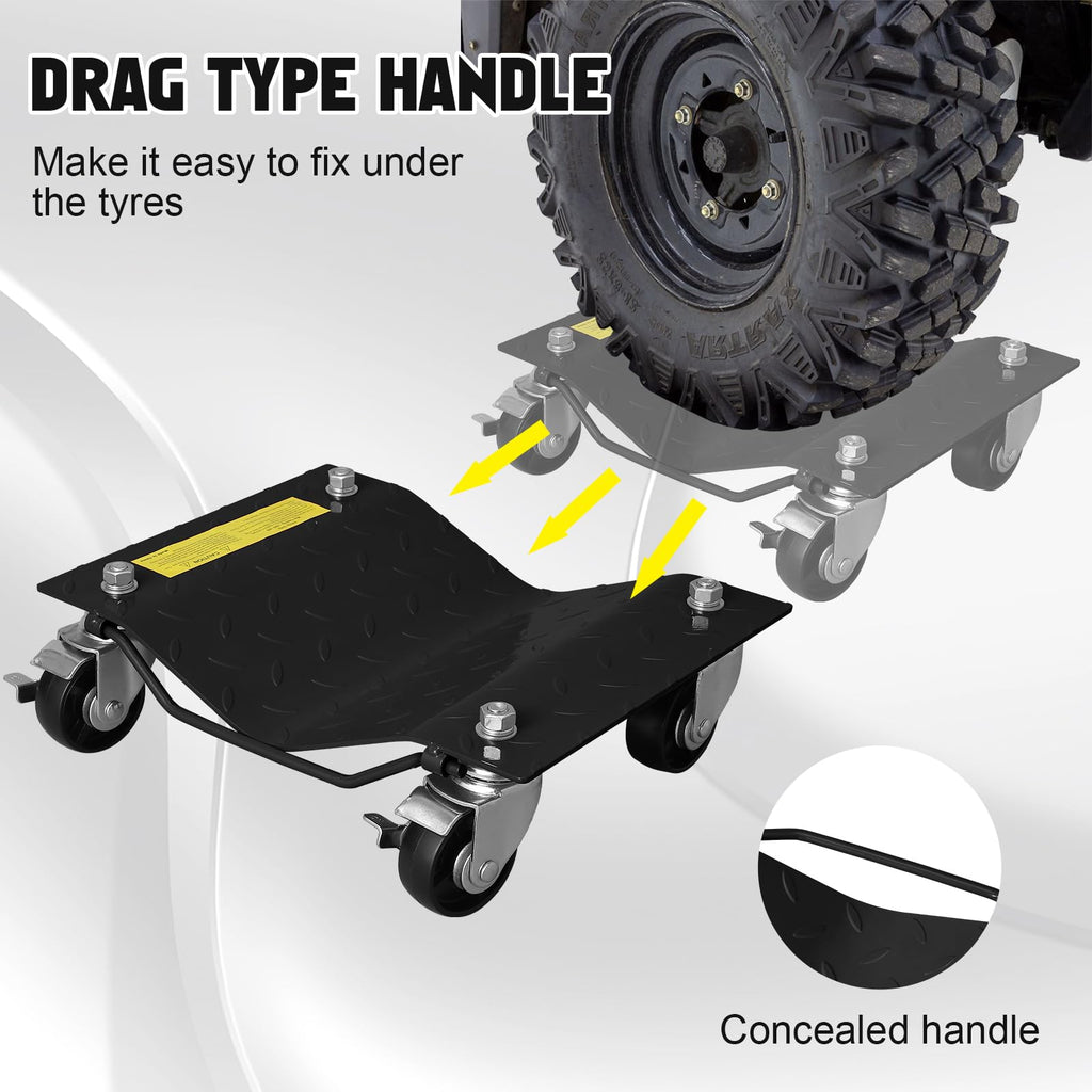 Garvee Black Car Dollies Set of 4, Heavy Duty Vehicle Wheel Dolly for Garage, 6000 LB Capacity, Steel, Black