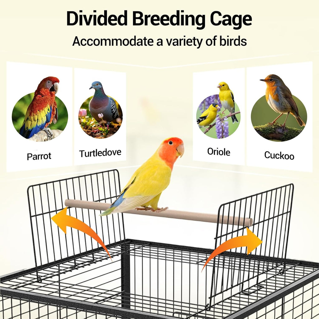 Garvee Bird Cage with Wheels, Durable Wrought Iron Parakeet Cage with Slide Out Tray, 63 Inch Black Bird Cages for Parakeets Lovebird Cockatiels Budgies and Other Small Medium Birds, Black