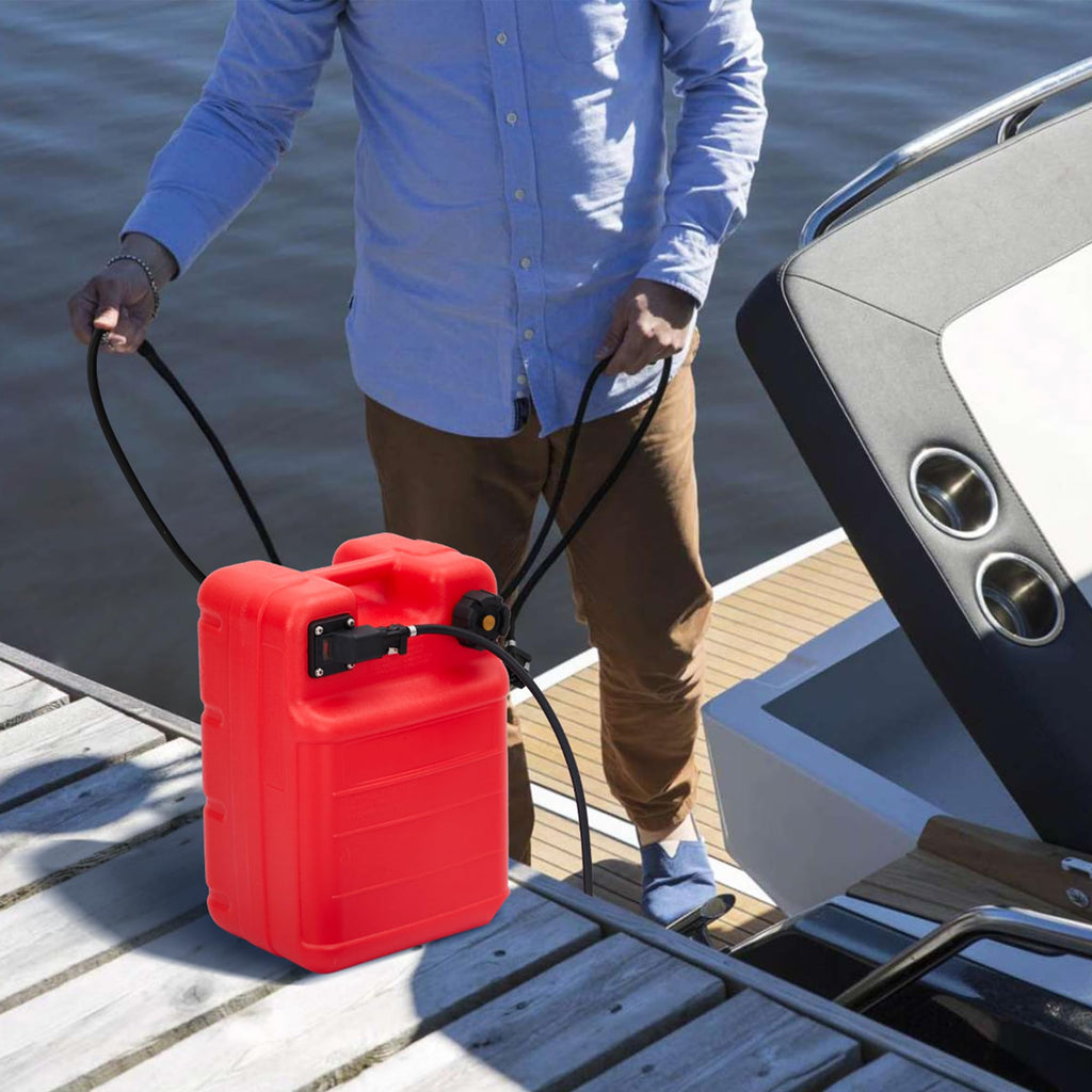 Garvee 6 Gallon Portable Marine Fuel Tank - Outboard Boat Gas Tank with Fuel Line and I-Shape Handle, Durable and Easy-to-Carry Fuel Storage Solution for Vessels and Marine Use, Red