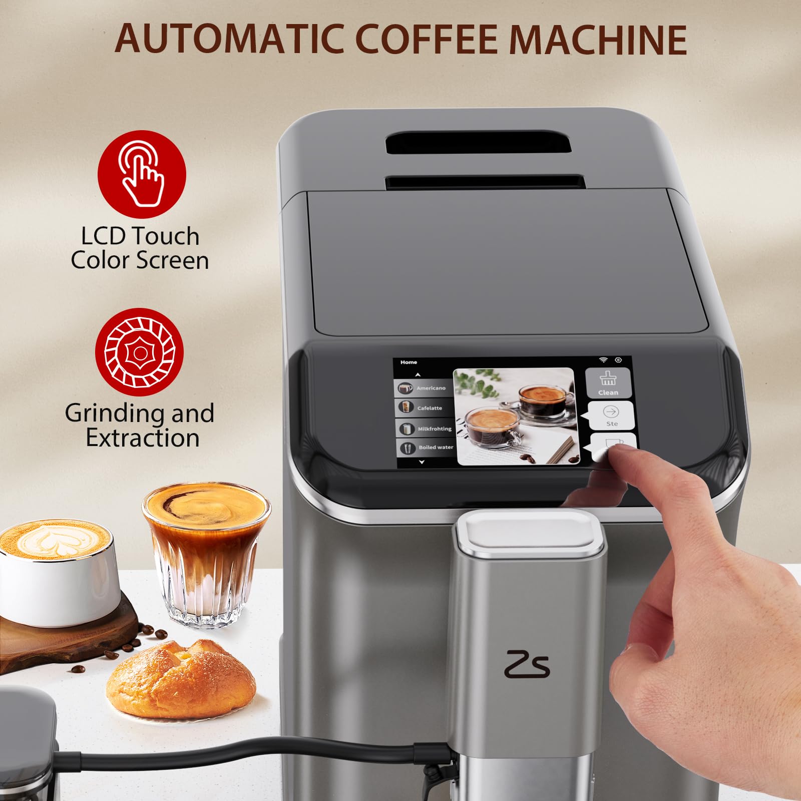 Garvee Fully Automatic Espresso Machine 20 Bar, 1350W Espresso and Cappuccino Machine with Automatic Milk Frother, Gift for Coffee Lover