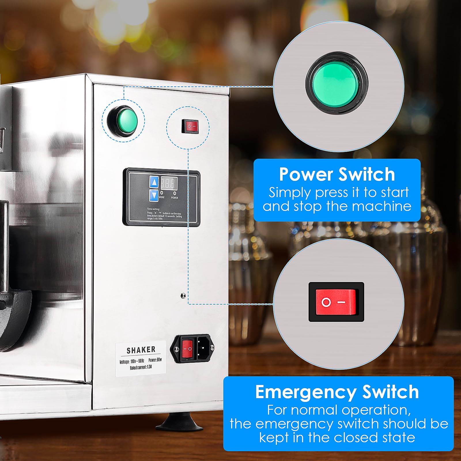 Garvee Automatic Milk Tea Shaking Machine, Garvee Electric Double Frame Milk Tea and Cocktail Shaker, 400r/min, Stainless Steel & Double Cups for for Bubble Tea, Boba Tea, Juice, Coffee, Milk, Wine