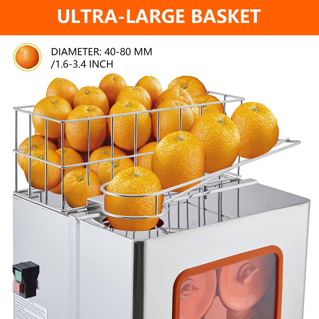 Garvee 110V 120W Commercial Juicer, 22-30 Oranges/Min, Dual Buckets