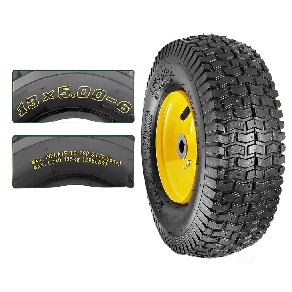 Garvee 16x6.50-8 Lawn Mower Tires with Rim (Fit Most John Deere), 3" Offset Hub, 3/4" Bearing, 16x6.5-8 Tractor Turf Tire, 4 Ply Tubeless, 615lbs Capacity, Set of 2 (Not Fit 130/X300R/X530/LA175)