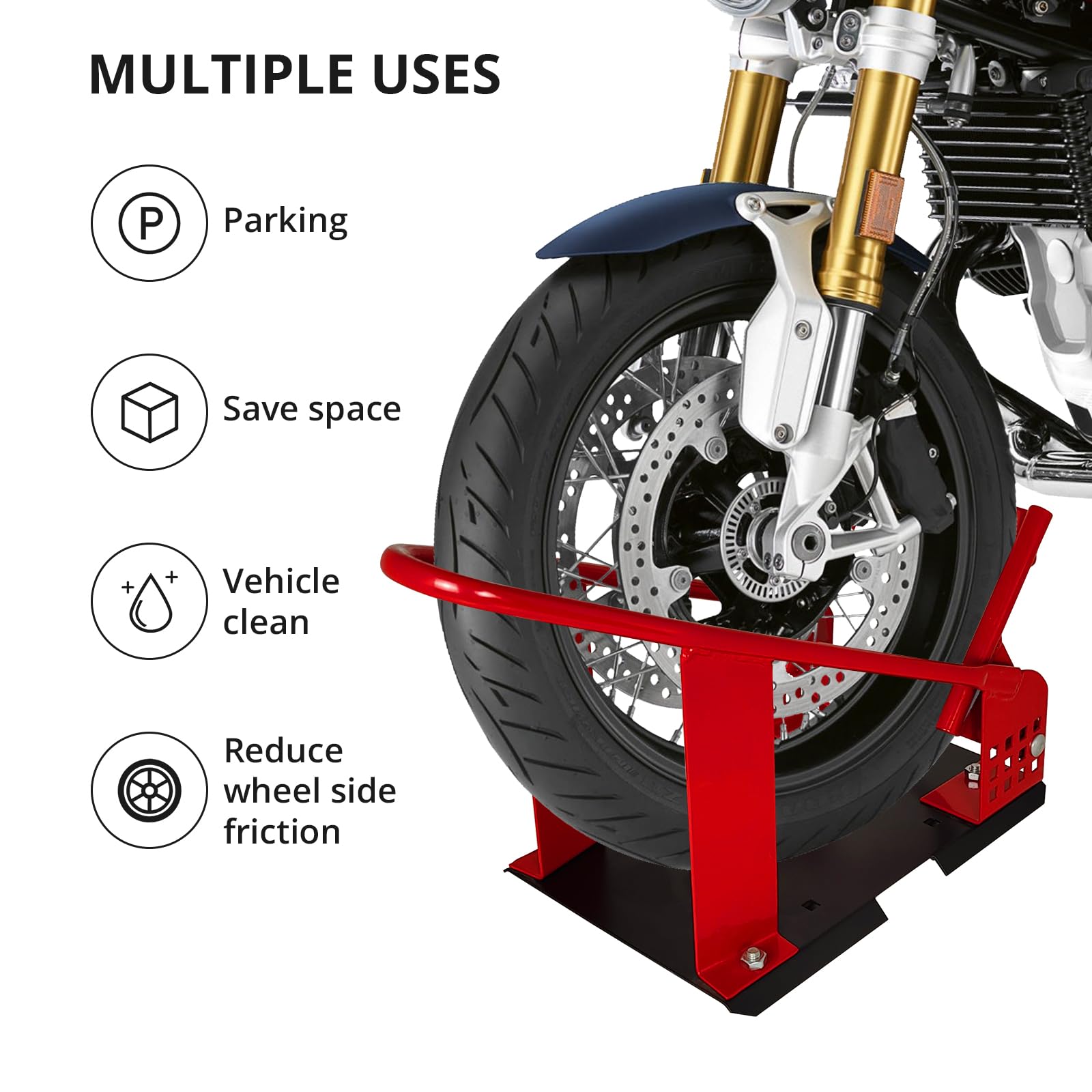 Garvee Motorcycle Wheel Chock, 16"-21" Front Stand with Multiple Adjustment Holes, Motorcycle Chock for Garage, Workshop, and Vehicle Transport