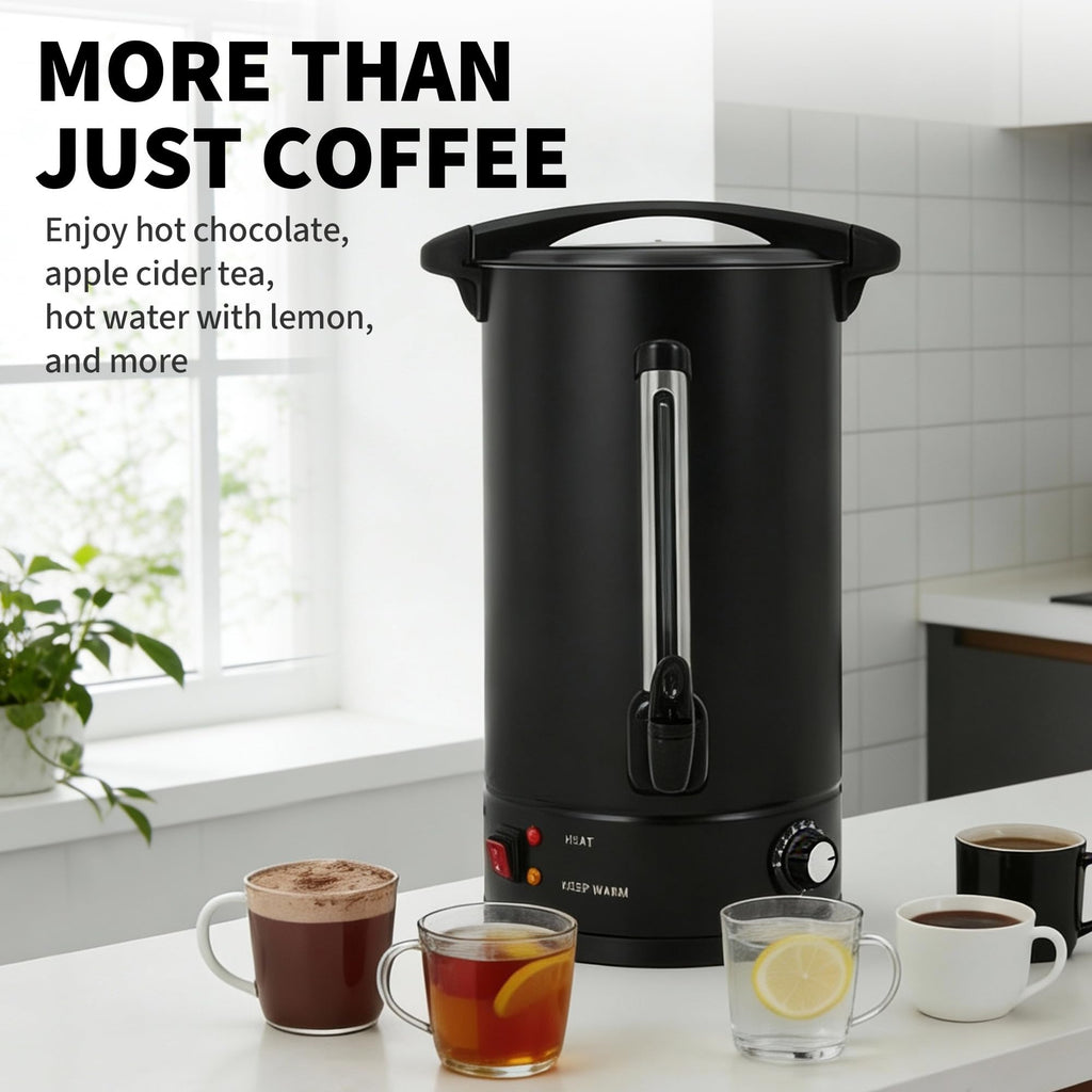 Garvee 16 L/110 Cups Coffee Urn Double Wall Stainless Steel Coffee Maker for Buffet Catering Wedding Black