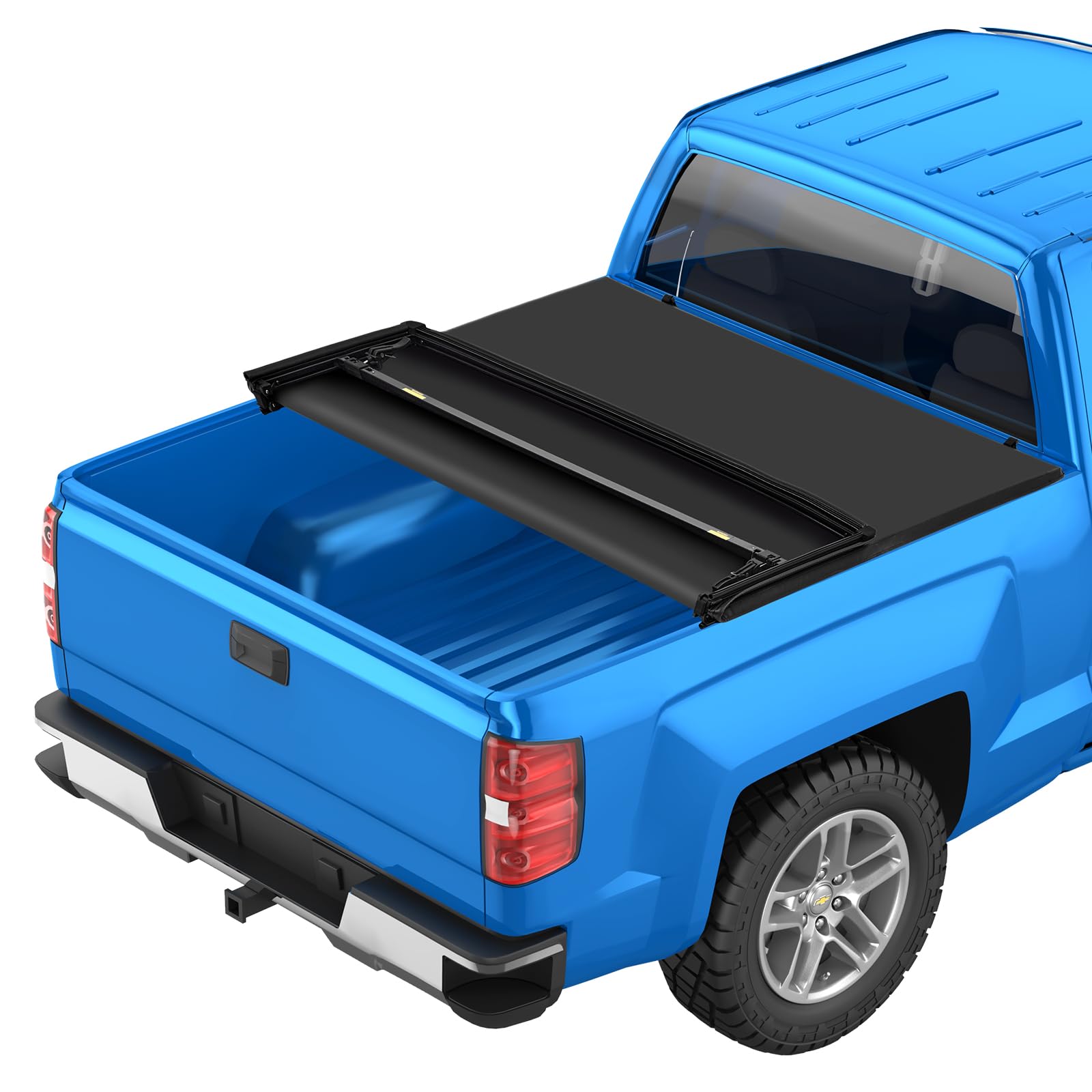 Garvee Tri-Fold Truck Bed Cover Strong Support PVC Material Tailgate Locking for 2014-2018 Chevy Silverado/GMC Sierra 1500 6.6FT