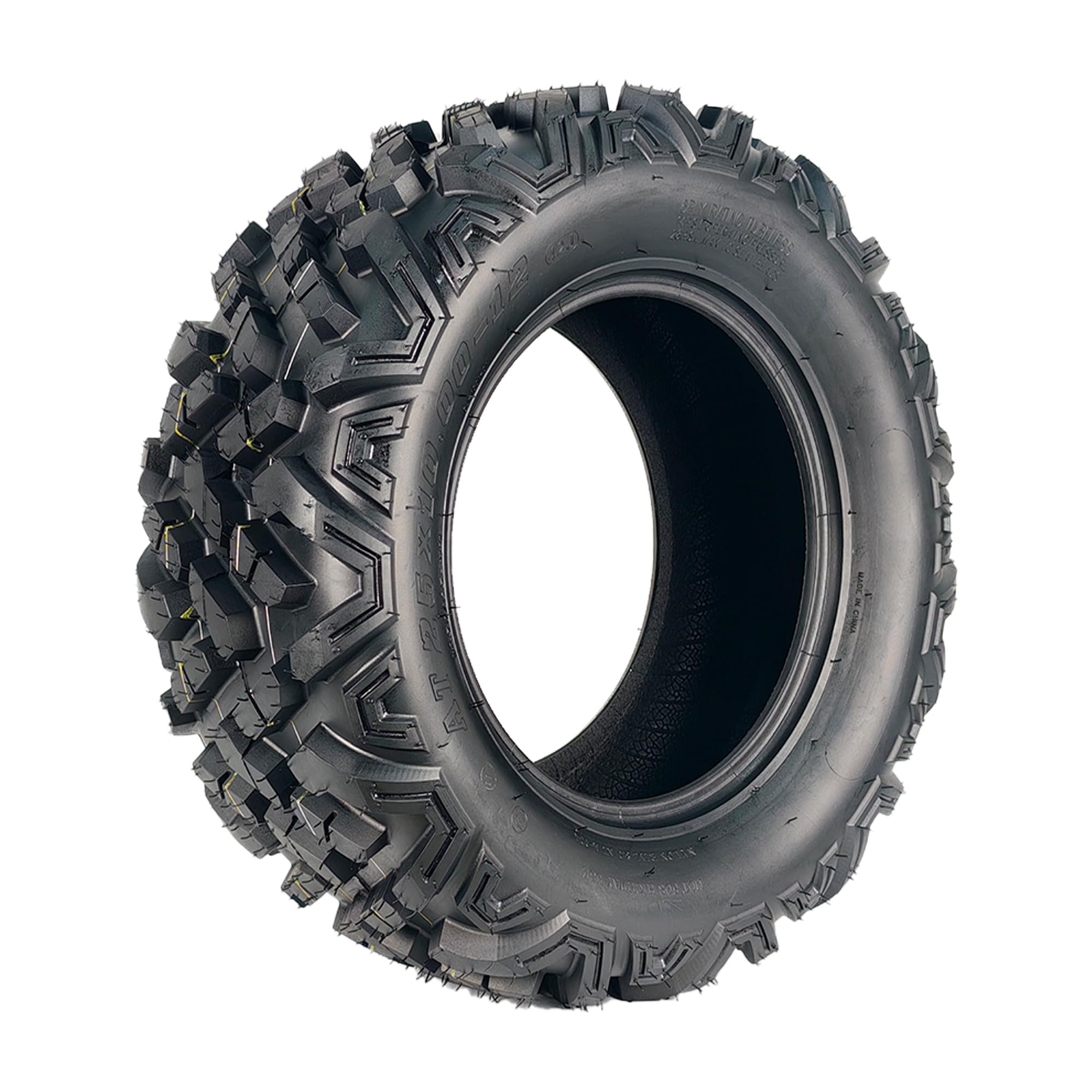 Garvee Set of 2 25x10-12 6PR ATV UTV Tires, All Terrain, Tubeless, Heavy-Duty for Mud, Trail, Sand, Gravel & Street, Black