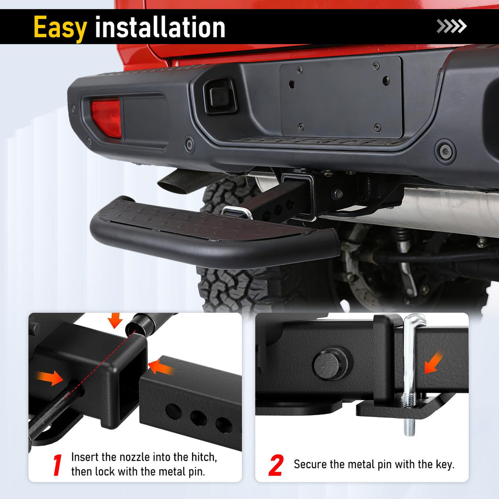 Garvee Hitch Step for 2" Receiver Heavy Duty Rear Bumper Guard with Anti-Slip Step Universal for Truck SUV Pickup Trailer Steel 350 lbs Capacity