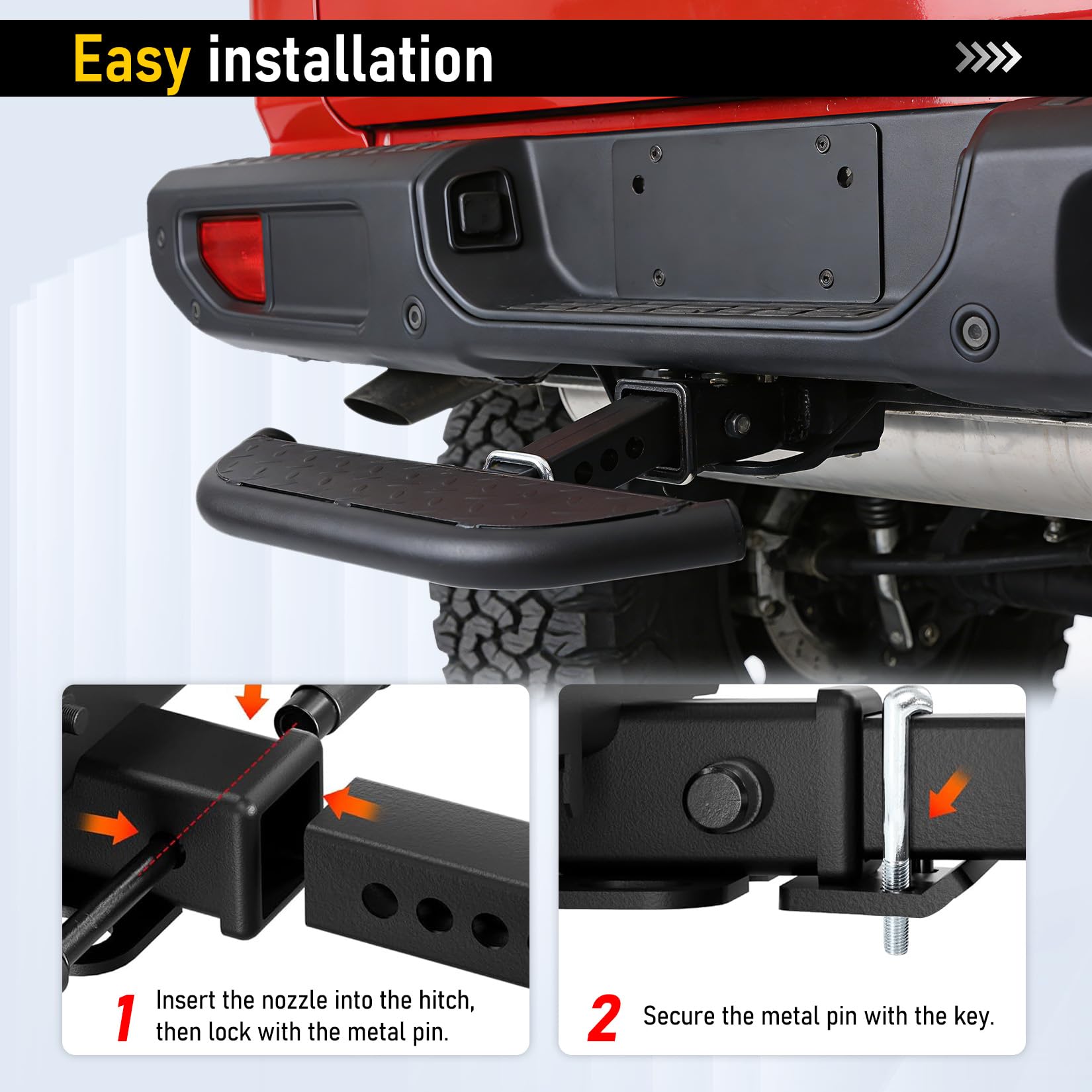 Garvee Hitch Step for 2" Receiver Heavy Duty Rear Bumper Guard with Anti-Slip Step Universal for Truck SUV Pickup Trailer Steel 350 lbs Capacity