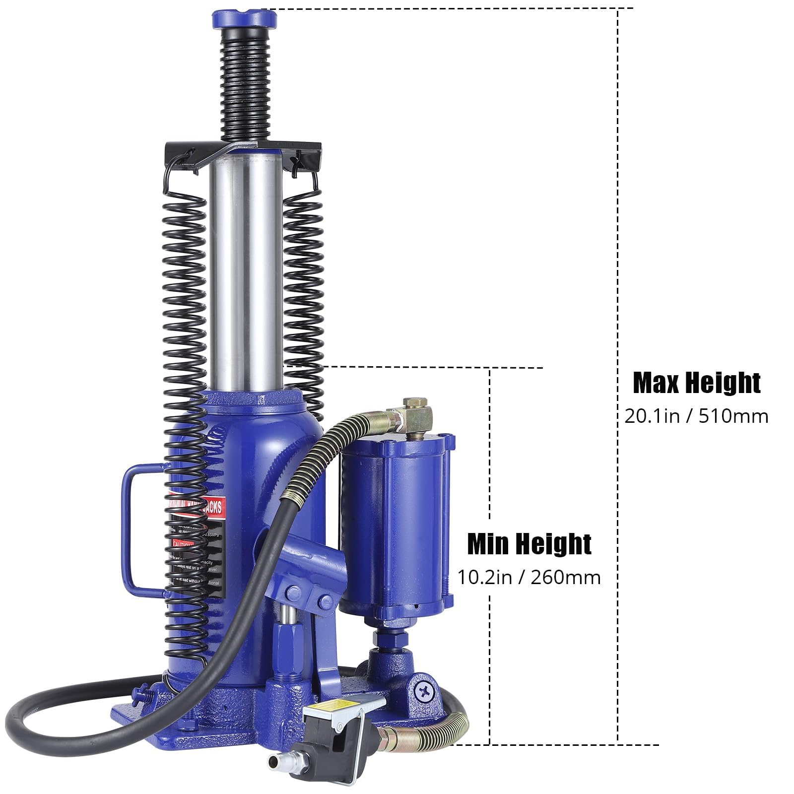 Garvee Heavy-Duty 22 Ton Pneumatic & Hydraulic Air Bottle Jack, Quick Lift with Manual Hand Pump, 10.24"-20.08" Lifting Range for Cars, Trucks, SUVs, RVs, and Trailers, with In-Line Cylinder Design