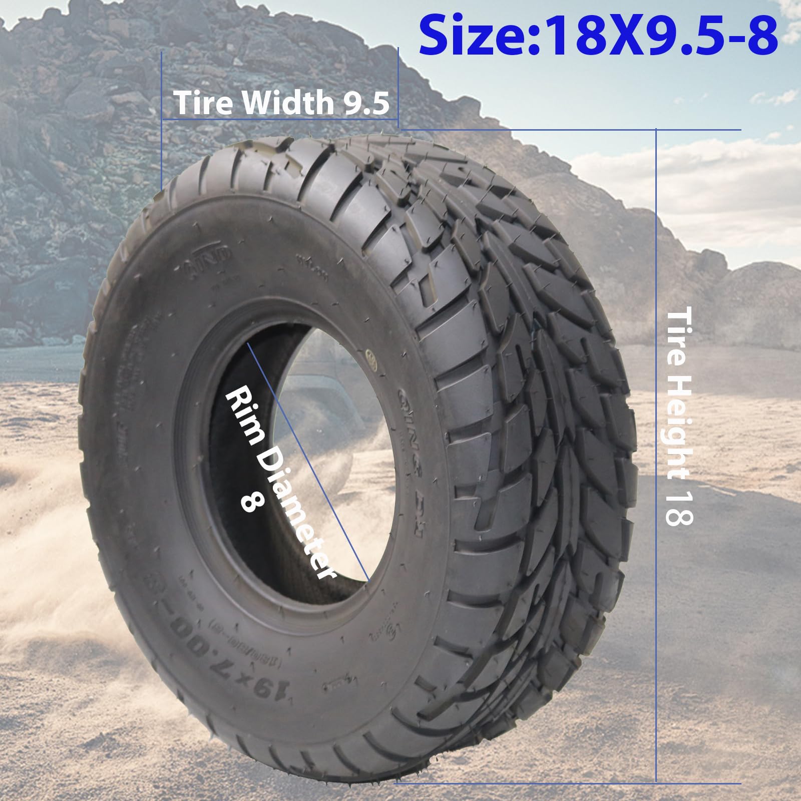 Garvee 2 Pack 18x9.50-8 ATV Tires 4 PR All-Terrain Tubeless Off-Road Tires for ATV UTV Trail Sand Mud, Durable Rubber, Excellent Grip