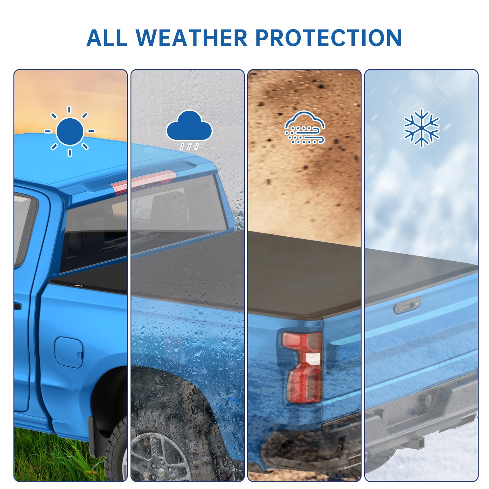 Garvee Tri-Fold Truck Bed Cover Strong Support PVC Material Tailgate Locking for 2014-2018 Chevy Silverado/GMC Sierra 1500 6.6FT