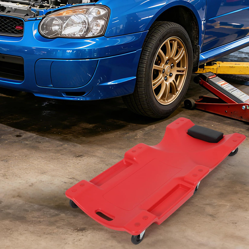 Garvee 40" Plastic Rolling Automotive Garage Shop Creeper with Padded Headrest Dual Tool Trays 40in Black