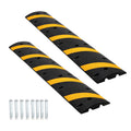 Garvee 6FT Rubber Speed Bumps 2-Pack Heavy Duty 25000 Lb Capacity With 8 Bolt For Road Parking Lot School Warehouse Yellow